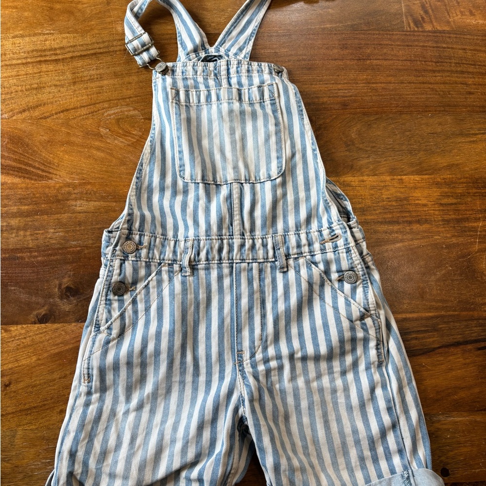 GAP Kids Blue and White Striped Overalls size L